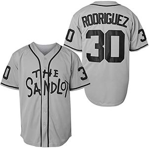 The Sandlot Benny 'The Jet' Rodriguez Michael Squints Alan Yeah-Yeah Bel Air 3D Print Fashion Movie Baseball Jerseys (30 Rodriguez Grey, Medium)