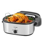 26 Quart Roaster Oven with Lid, Large Electric Rosater Turkey Roaster Oven with Removable Pan and Rack, Full-Range Temperature, Powerful 1450W Stainless Steel Roaster Oven, Food Warmer