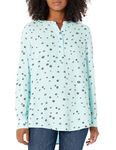 Amazon Essentials Women's Long-Sleeve Woven Blouse, Aqua Blue Poppy, XS