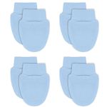 Soft Touch 100% Cotton Baby Anti Scratch Mittens - 4 Pack (Blue)