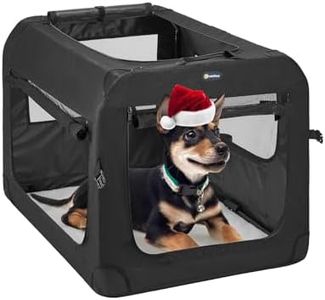 Veehoo Folding Soft Dog Crate, 3-Door Portable Collapsible Pet Kennel for Crate-Training Dogs, 5 x Durable Mesh Screen, 600D Cationic Oxford Fabric, Indoor & Outdoor Use, 20", Black