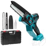 QUPERR Cordless Mini Chainsaw Compatible with Makita 18V Battery, 6 Inch & 8 Inch Handheld Garden Electric Chainsaw with Guide Bars, Chains and Safety Lock for Branch Pruning & Wood Cutting(Tool Only)