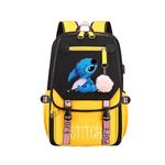 Stitch Middle School Student Premium Backpack, School Backpack, Travel Bag, Boys, Girls, with Side Mesh Pocket and Front Pocket with Zip, Multi-Colour, 47 cm (Height), 31 cm (Width), 18 cm, A5,