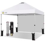 CROWN SHADES Pop Up Gazebo with 1 Sidewall 3m x 3m, Waterproof Pop Up Tent, CenterLok One Push Instant Event Shelter Canopy, Folding Party Tent with Carry Bag, White