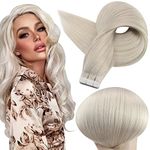 Full Shine Tape in Hair Extensions 12 Inch Hair Extensions Tape in Remy Human Hair Extensions for Women Short Hair Extensions Tape in 20 Pieces Color 1000 Ice White Blonde 30 Gram
