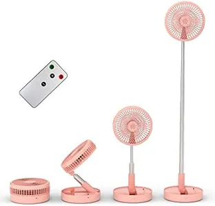 Primevolve Battery Operated Fan,Portable Rechargeable USB Floor Table Desk Fan with Adjustable Height, 4 Speed Settings Pedestal Fan for Bedroom Camping Travel,Pink 7.7"