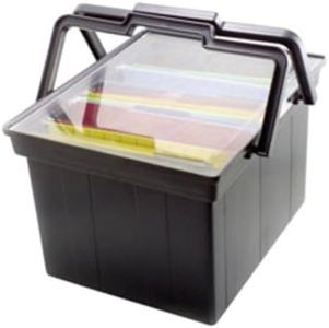 ADVANTUS Companion Letter/Legal Portable Plastic File Box, Includes Lid and Handles, 17 x 14 x 11 Inches, Black (TLF-2B)