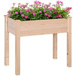 Outsunny Raised Bed for Garden, Wooden Elevated Planter Box with Bed Liner, for Flower Vegetable Herb, 86L x 46W x 76Hcm