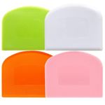 4Pcs Pastry Baking Bench Dough Scraper, Plastic Flexible Dough Cutter Bench Scraper Pastry Cutter Tool for Bread Dough Baking Cake (Green White Pink Orange)