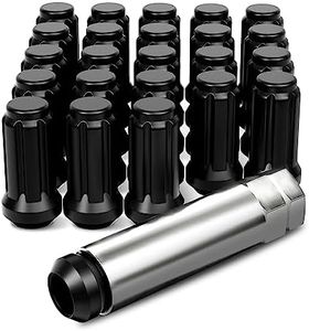 M14x1.5 Lug Nuts Black with Spline Tuner, XL 5.1cm Length Conical Aftermarket Wheel Nut, Compatible with Chevy GMC Ford Cadillac Lincoln SAAB Saturn Silverado 1500 Savana, Set of 24