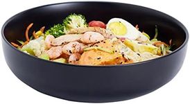 Swuut 10" Large Serving Bowl, 2.8 Quart Big Salad Bowl, Porcelain White Pasta Bowl, Sturdy Mixing Bowls, Matte Soup Bowl for Family Kitchen,Microwave & Dishwasher Safe (Black)