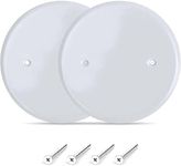 (2 Pack) AP-12031, 5 Inch White Metal Ceiling Blank-Up Cover, Used to Cover 3-1/2 Inch Round/Octagon Box Openings In Ceilings or Walls, Mounting Screws Included, Holes Are Spaced 2.75 Inches