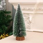 CraftVatika Artificial Christmas 12.8 Inches Pine Tree Miniature Table Decor Tree with Wooden Base - Christmas Xmas Tree for Home Office Living Room Decor - Christmas Decoration (Set of 1)