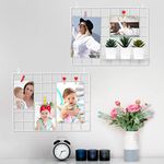 2 Pack Wire Wall Grid Panel | Photo Display Gridwall | Metal, White & Magnetic Panels | Mesh Storage Organizer & Picture Frame | Hanging Home, Office & Kitchen Décor | Wire Notice Board