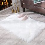 HOMDECLOYAL® Soft Faux Fur Fluffy Area Rug, Luxury Fuzzy Sheepskin Carpet Rugs for Bedroom Living Room, Shaggy Silky Plush Carpet Bedside Rug Floor Mat (2 x 3 feet, White)