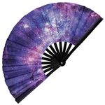 GloFX Folding Fan - Galaxy - Large Rave Clack Folding Hand Fan for Men/Women - for EDM, Music Festival, Club, Event, Party, Dance, Performance, Decoration, Gift