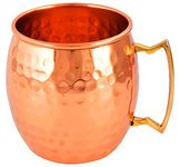 Adoko Pure Copper Unique Hammered Design Moscow Mule Mug with Brass Handle - 475ml