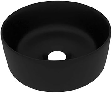 vidaXL Luxury Wash Basin Hand Wash Bowl Above Counter Top Bathroom Toilet Basin Vanity Sink Plumbing Fixture Round Matt Black Ceramic