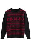 ZAFUL Men's Ugly Christmas Sweaters Long Sleeves Crewneck Knitted Xmas Sweaters Casual Snowflake Pullover Knitwear, 1-black+red, Large