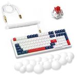 ATTACK SHARK K98 100 Keys Gasket Hot Swappable Mechanical Gaming Keyboard,BT5.0/2.4G/Coiled USB C,3000mah Battery,RGB Illumination Programmable,Red Switch,All-Key Anti-ghosting White Cloud Wrist Rest