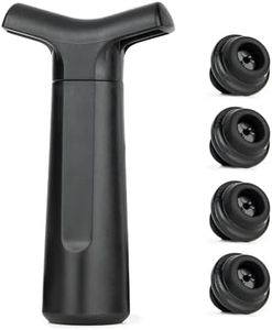 Prestige Wine Saver | Reusable Wine Saver & Stopper Set | Bubble Retaining Keep Champagne Fresh Wine Saver Gift Set - Black | 1 x Vacuum Pump + 4 x Vacuum Stoppers