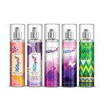 Layer'r Wottagirl Body Splash Combo Pack Of 5 (60 Ml)- Mandarin Twist, French Peony,Secret Crush, Amber Kiss, Spell Bound, Spray,Women