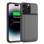 FLSTOR Battery Case for iPhone 15 Pro Max (6.7 inch), 8500 mAh Rechargeable Battery Case for iPhone 15 Pro Max, Battery Pack, Shockproof, Drop-Proof, Protective (Black)