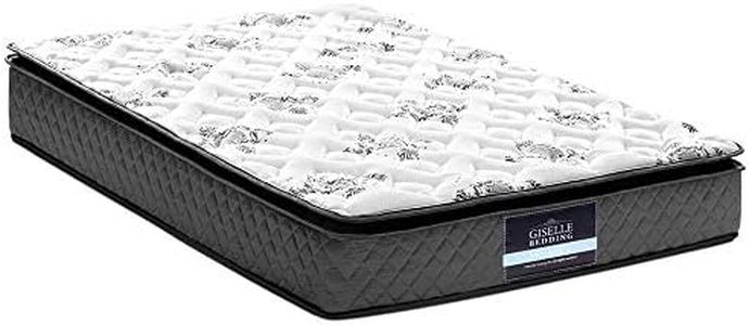 Giselle Bedding Single Mattress Bed Mattresses Innerspring Foam 24cm Thickness, with Breathable Pillow Top and Soft Quilting Top, 5Yrs Warranty, Medium Firm, White + Grey with Vacuum Packed