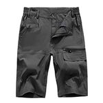 YSENTO Men's Golf Cargo Shorts Relaxed Fit Quick Dry Strech Hiking Work Shorts 5 Pockets Dark Grey Size 38