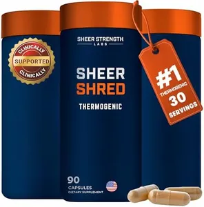 Sheer Strength Labs Thermogenic Capsaicin Supplements Premium Supplement for Men, Jitter Free Blend of Capsaicin, Rauwolscine, Forskohlii & L-Carnitine Supplement - 30SV