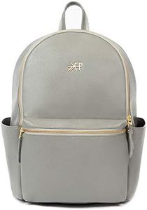 Freshly Picked Classic City Backpack II, Vegan Leather Diaper Bag Backpack with Changing Pad & Water-Resistant Lining, 10-Pocket Large Diaper Bag for Baby Mom, Toddler Mom, and Beyond (Stone)