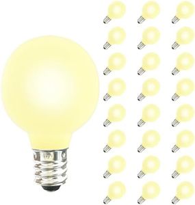 Pallerina G40 Frosted Replacement Bulbs, 25 Pack 5 Watt G40 Replacement Light Bulbs for String Lights with 12/C7 Candelabra Base, G40 Incandescent Bulbs for Indoor Outdoor Christmas Decorative