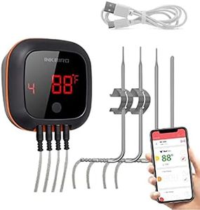 Inkbird IBT-4XS Bluetooth Wireless Grill BBQ Thermometer for Grilling with 4 Probes, Timer, Alarm,150 ft Barbecue Cooking Kitchen Food Meat Thermometer for Smoker, Oven, Drum