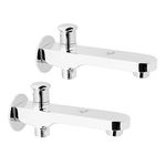 Pixaflo Admix Brass Bath Tub Diverter Spout with Wall Flange | Tip-Ton | Chrome Finish (Pack of 2)