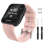 MoKo Strap Compatible with Garmin Forerunner 35 Smart Watch, Soft Silicone Replacement Band Sport Wristband with 6pcs Screws and 2pcs Screwdrivers, Pink