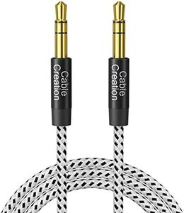 Aux Cable for Car, CableCreation Long 3.5mm Audio Cable 3M/10FT (Hi-Fi Sound, Cotton Braided), TRS Male to Male 1/8 Aux Stereo Cord for Headphone, Phone, iPods/iPhone/iPad, Echo,Tablet, Laptop & More