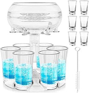 ALEVMOOM 6 Shot Glass Dispenser and Holder Dispenser for Filling Liquids Multiple 6 Shot Dispenser Bar Shot Dispenser Cocktail Dispenser Carrier Liquor Dispenser Drink Tool (Clear)