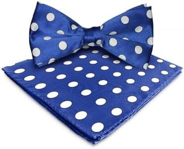 Vittorio Farina Polka Dot Bow Tie & Pocket Square Set (Royal Blue & White)