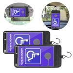 JuxYes 2PCS Black Handicap Placard Holder for Auto, Disabled Parking Permit Sign Protector Hanger Sleeve with Metal Hook, Pen Holder, Card Slots and Elastic Strap for Automotive Sun Visor, Holder Only