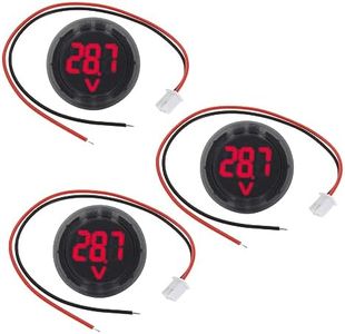 VGOL 3Pcs Digital Voltmeter DC 4V-100V Car LED Digital Voltmeter Round Auto Ammeter Accessories for Cars Vehicles Motorcycles Boats Red