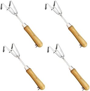 Garden Guru Eco Hand Cultivator Rake Tiller Tool- 100% Recycled Stainless Steel - Rust Resistant - FSC Certified Wood Ergonomic Handle - Great for Gardening Cultivating Loosening Weeding (4 Pack)