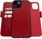 Dreem Fibonacci Compatible with iPhone 13 Wallet case / 2-in-1 Shockproof case and Detachable Vegan Leather Folio, MagSafe Compatible, RFID Protection [Red]