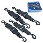 WavesRx Jet Ski & PWC Trailer Transom Straps (4PK) | 24" Marine Tie Downs Adjustable Safety Straps | Outperforms Ratcheting and Retractable Straps | JetSki Accessories for Safe & Secure Transportation