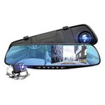 OneXsale1080P Mirror Dash Cam 4.3" LCD Dual Lens Rear View Mirror Type car Dash Camera G-Sensor Loop Recording Parking Mode Car DVR Video Recorder sd Card Support Cycle Recording