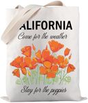 PWHAOO California Poppy Tote Bag California Canvas Tote Bag California State Tote Bag American Poppy Gift (CALIFORNIA Come TOTE)