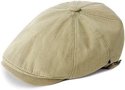 Eoslya Mens Flat Cap - Newsboy Caps for Men, 8 Panel Adjustable Cotton Classic 1920s Gatsby Peaky Newsboy Flat Caps Baker Boy Hats for Men UK Vintage Berets Driving Black, Beige