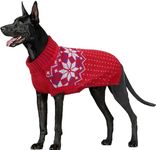 FUAMEY Dog Christamas Sweater, Warm Dog Sweater Classic Snowflake New Year Turtleneck Sweaters Knitwear Cold Weather Dogs Pullover for Small Medium Dogs Puppies & Cats Bulldogs Corgi with Leash Hole