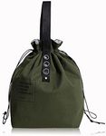 Modixun Canvas Insulated Lunch Bag with Drawstring Closure, Wide-Open Foldable and Lightweight Lunch Tote Bag, Cooler Tote Bag for Work Office School Picnic, Green