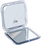 Small Travel Mirror Makeup Mirror - 10x / 1x Magnifying, Handheld, Folding Compact Mirror for Purse, Pocket, Handbag - Travel Makeup Bag Essentials for Women - 8 * 8cm Square