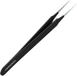 Tweezees Professional Pointed Ingrown Hair Splinter Tip Tweezers (Black) | Precision Stainless Steel | Extra Sharp and Perfectly Aligned for Ingrown Hair Treatment & Splinter Removal For Men and Women